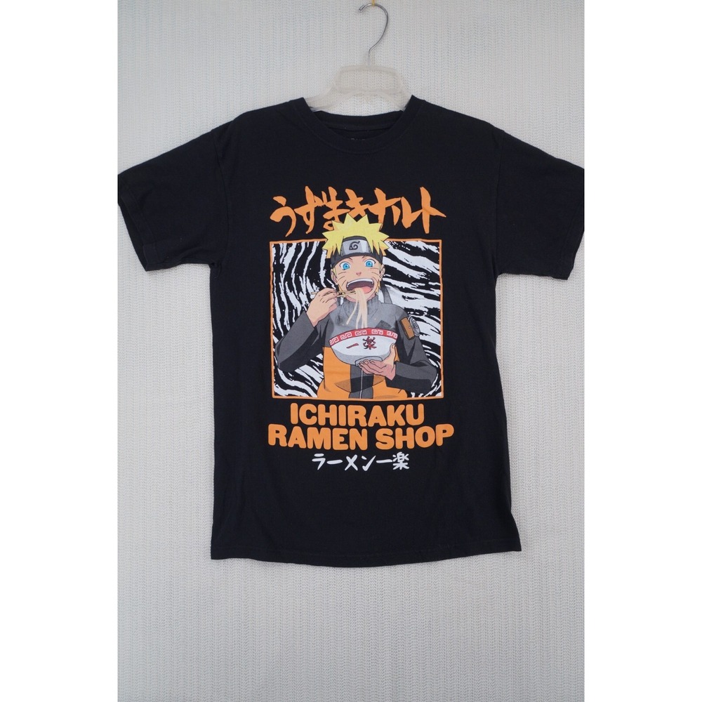 Naruto Shirt Mens Medium Black Short Sleeve Graphic Anime Ichiraku Ramen Shop